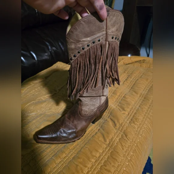 Tony Lama Fringe Cowboy Boots 9.5 - Picture 9 of 16
